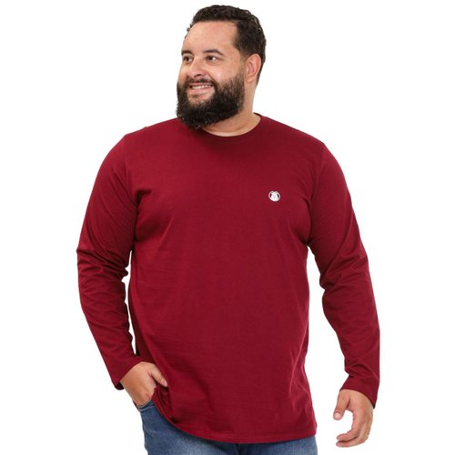 Camiseta Plus Size Masculina Manga Longa Bear Bordo