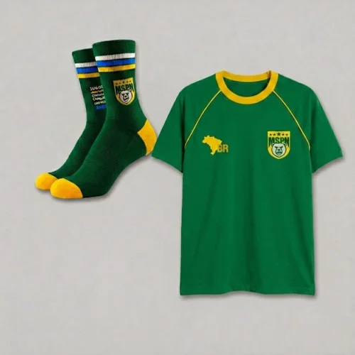 Kit Camiseta Oversized Raglan Plus Size Masculina Canarinho Verde + Meia