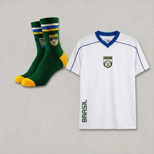 Kit Camiseta Oversized Gola V Plus Size Masculina Ginga Branca + Meia 
