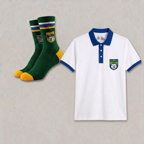 Kit Camisa Polo Plus Size Masculina Drible Branca + Meia