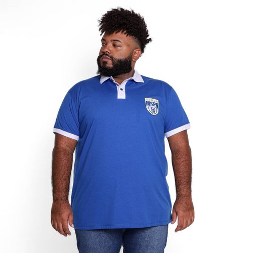 Polo Plus Size Masculina Drible Azul