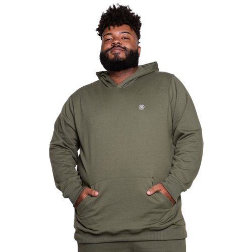 Casaco Moletom Felpado Plus Size Masculino Canguru Verde