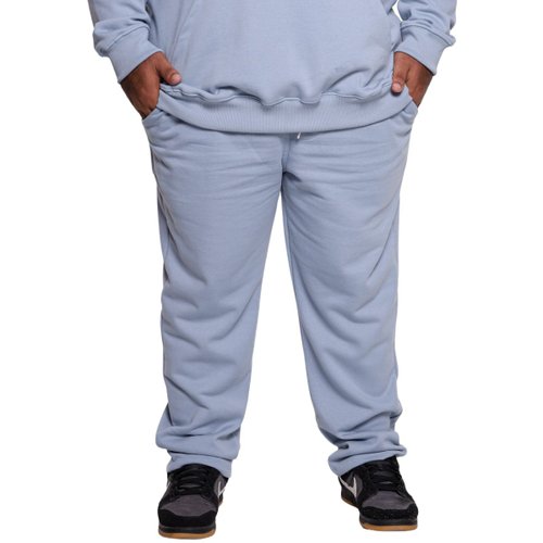 Calça Moletom Felpado Plus Size Masculina Reta Azul Claro