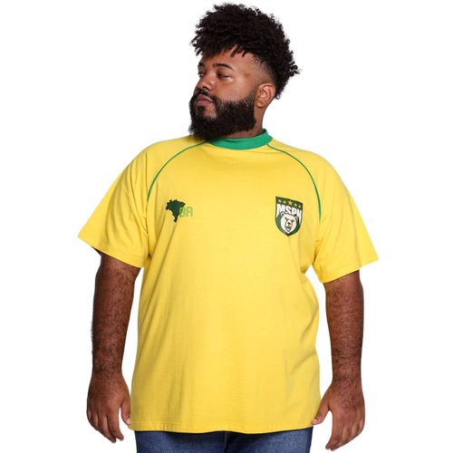 Camiseta Oversized Raglan Plus Size Masculina Canarinho Amarelo