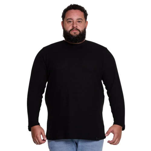 Sueter Plus Size Masculino Waffle Preto