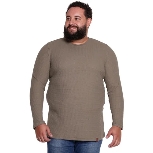 Sueter Plus Size Masculino Waffle Caqui