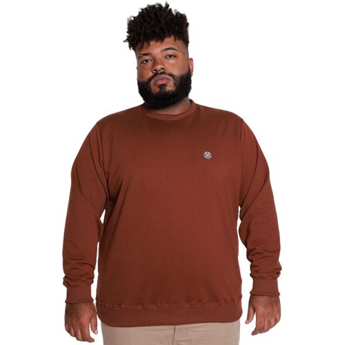 Casaco Moletom Color Plus Size Masculino Básico Marrom