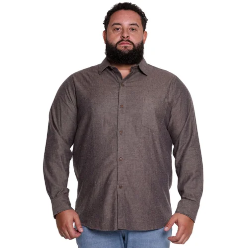 Camisa Plus Size Masculina Flanela Strong Marrom