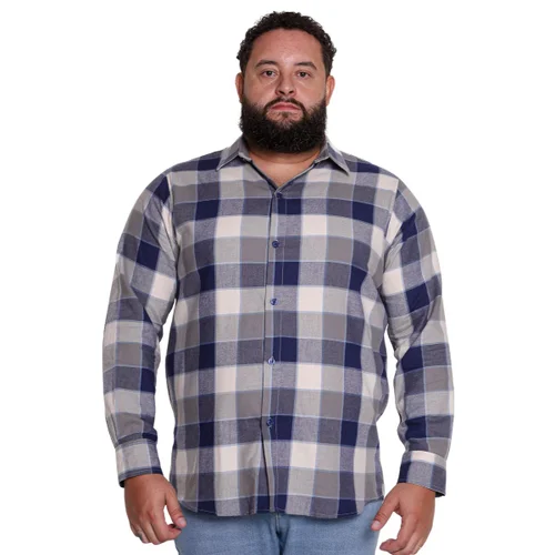 Camisa Plus Size Masculina Flanela Strong  Azul
