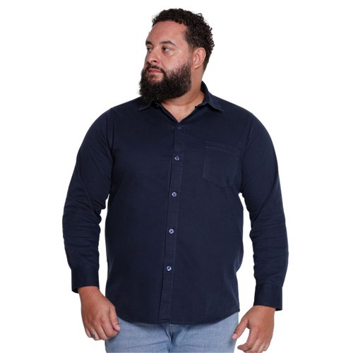 Camisa Plus Size Masculina Strong Stoned Azul Marinho