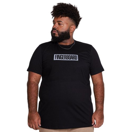 Camiseta Plus Size Masculina Preta Fingerboard
