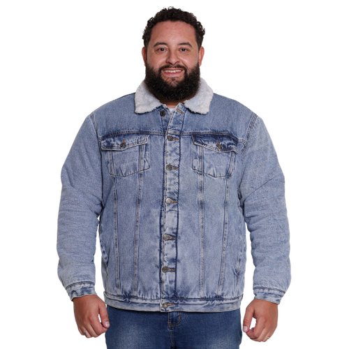 Jaqueta Jeans Trucker Sherpa Azul