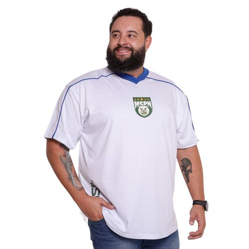 Camiseta Oversized Gola V Plus Size Masculina Ginga Branca