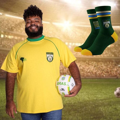 Kit Camiseta Oversized Raglan Plus Size Masculina Canarinho Amarelo + Meia