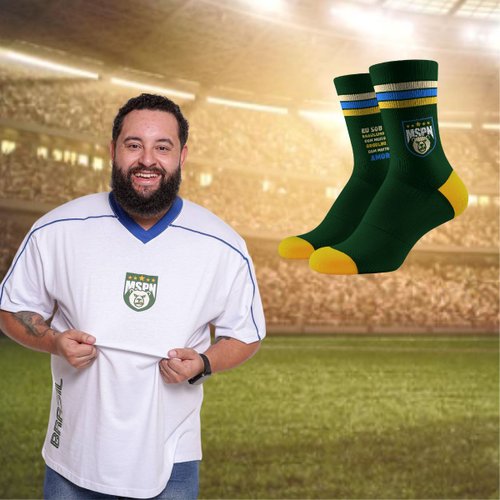 Kit Camiseta Oversized Gola V Plus Size Masculina Ginga Branca + Meia 