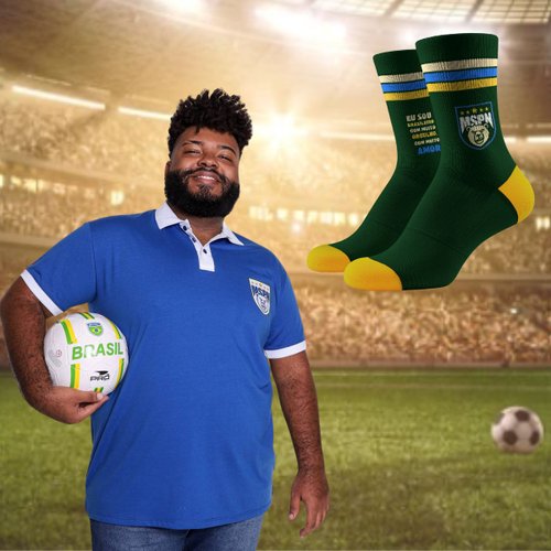 Kit Polo Plus Size Masculina Drible Azul + Meia
