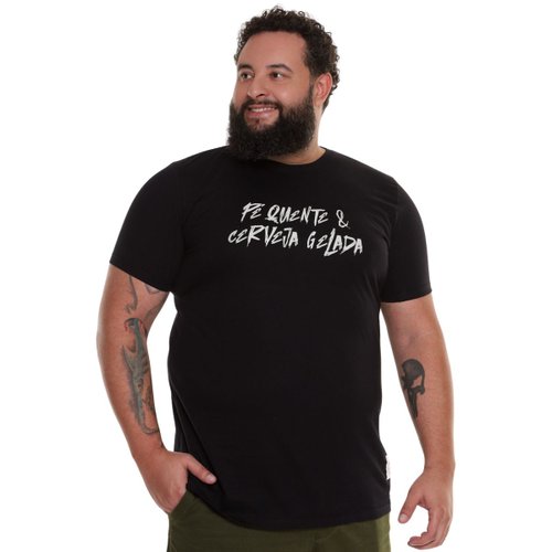 Camiseta Plus Size Masculina Preta Jogador