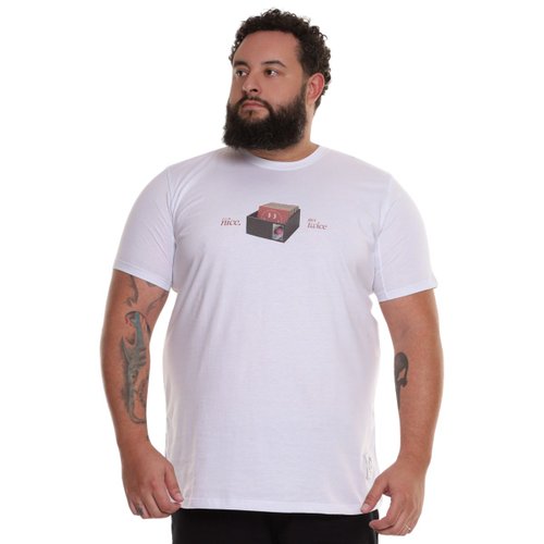 Camiseta Plus Size Masculina Twice Branca