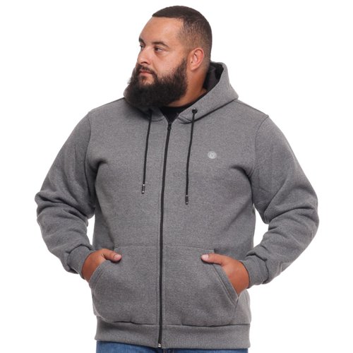 Agasalho Plus Size Masculino Moletom Ziper Capuz Grafite