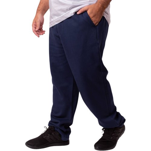Calça Plus Size Masculina Moletom Felpado Direct Azul Marinho