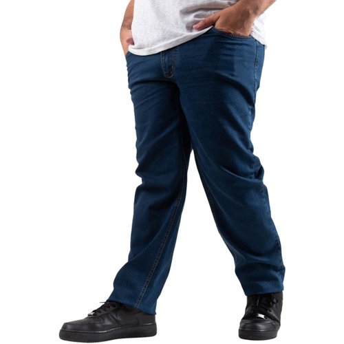 Calça Plus Size Masculina Jeans Tradicional Elastano Blue