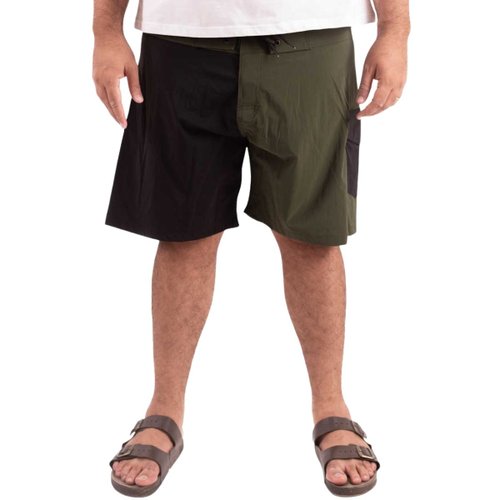 Bermuda Plus Size Masculino Beach Elastic Preta Verde